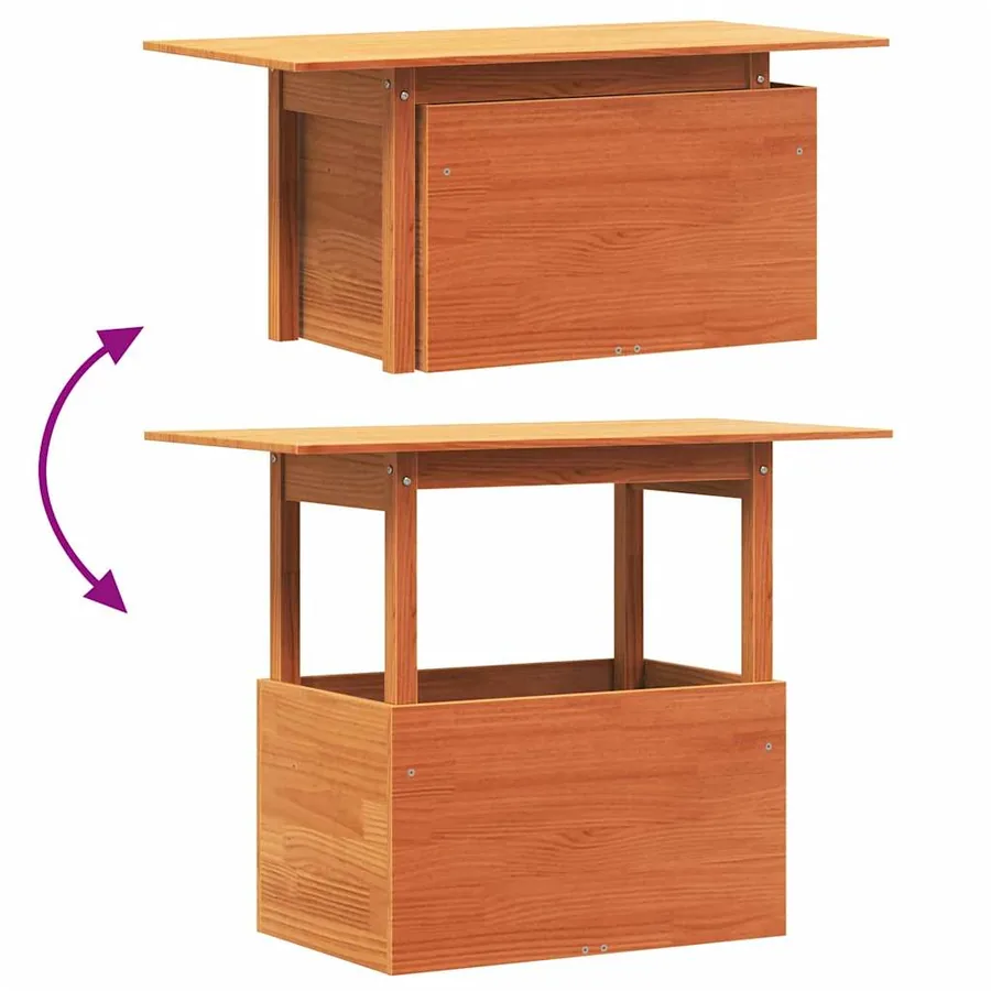 Table de jardin cire marron 100x50x75 cm bois massif de pin - 8