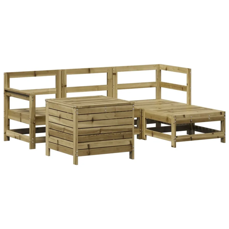 Salon de jardin 5 pcs bois de pin imprégné - 2
