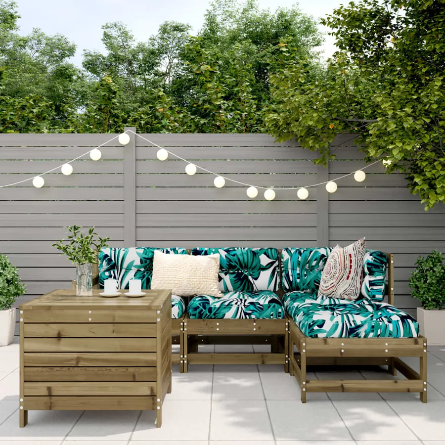 Salon de jardin 5 pcs bois de pin imprégné - 3