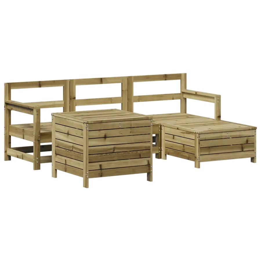Salon de jardin 5 pcs bois de pin imprégné - 2