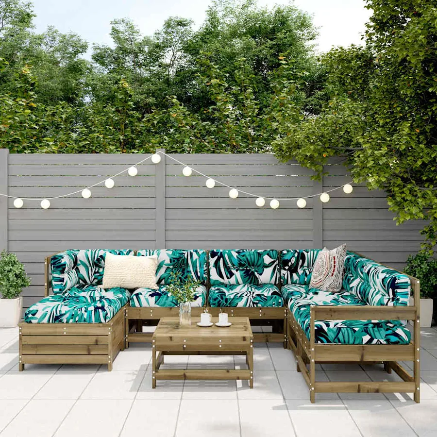 Salon de jardin 8 pcs bois de pin imprégné - 3