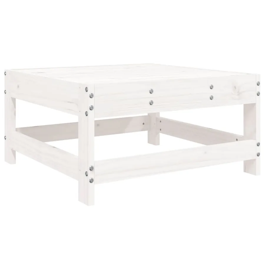 Salon de jardin 8 pcs blanc bois de pin massif - 6