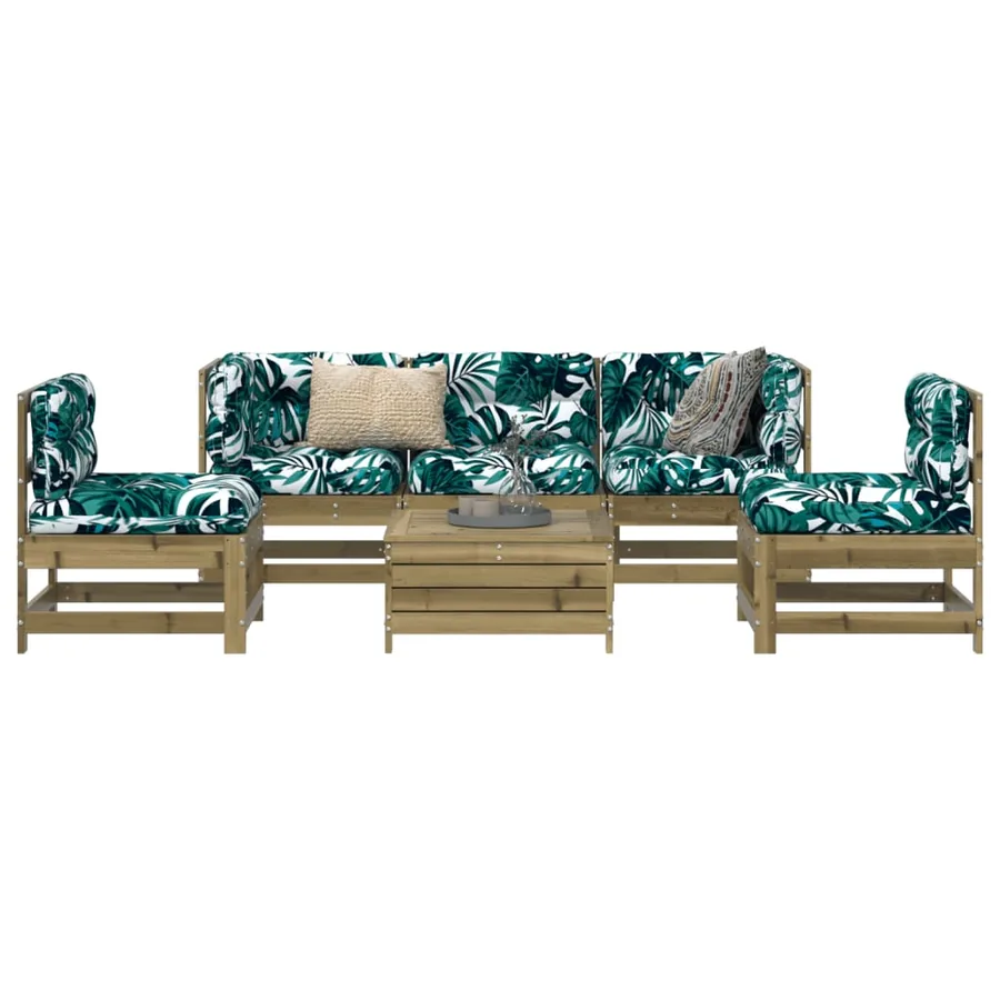 Salon de jardin 6 pcs bois de pin imprégné