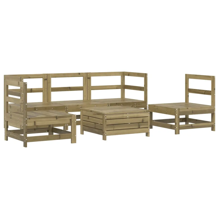 Salon de jardin 6 pcs bois de pin imprégné - 2