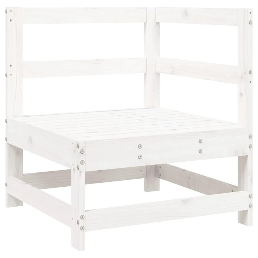Salon de jardin 8 pcs blanc bois de pin massif - 4