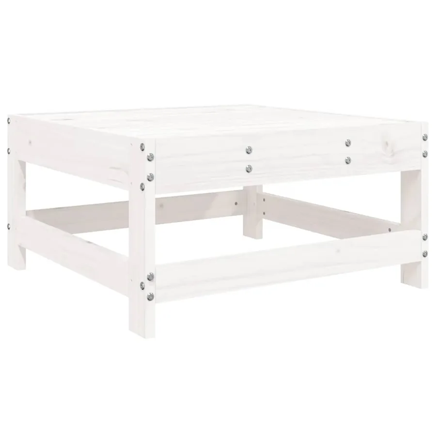 Salon de jardin 8 pcs blanc bois de pin massif - 6