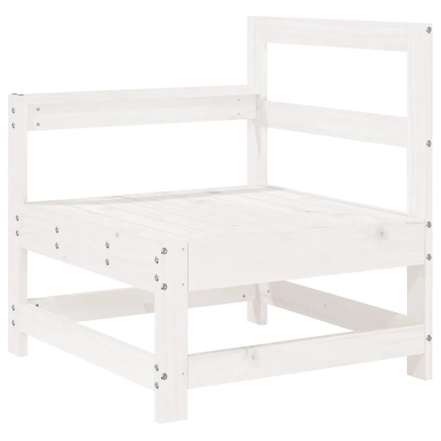 Salon de jardin 8 pcs blanc bois de pin massif - 8