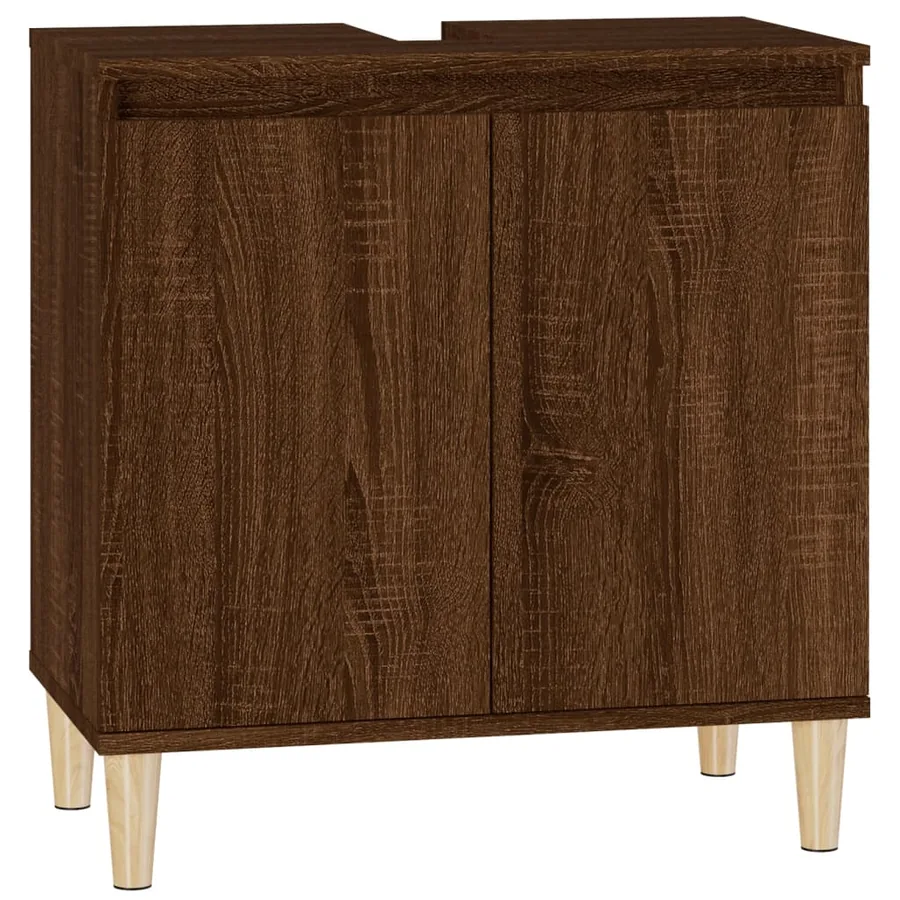 Meuble d'évier chêne marron 58x33x60 cm bois d'ingénierie - 2