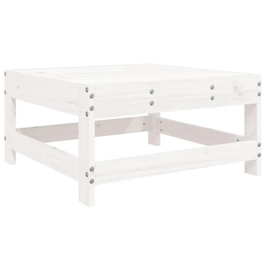 Salon de jardin 7 pcs blanc bois de pin massif - 7