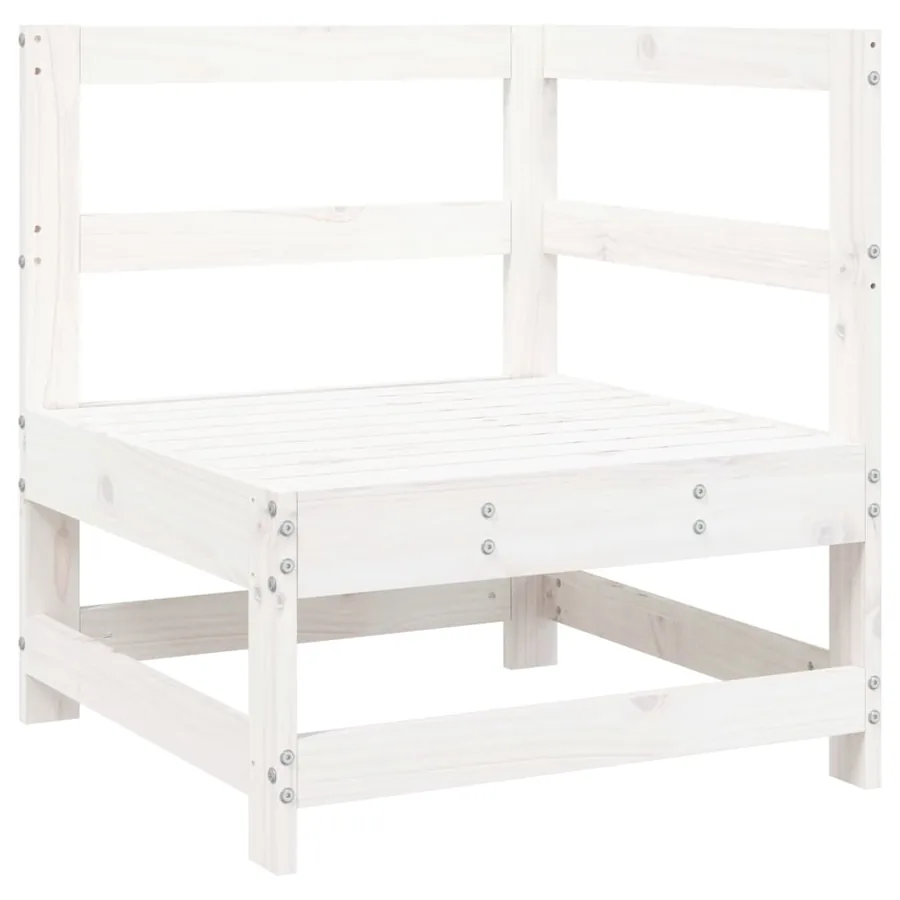 Salon de jardin 7 pcs blanc bois de pin massif - 5