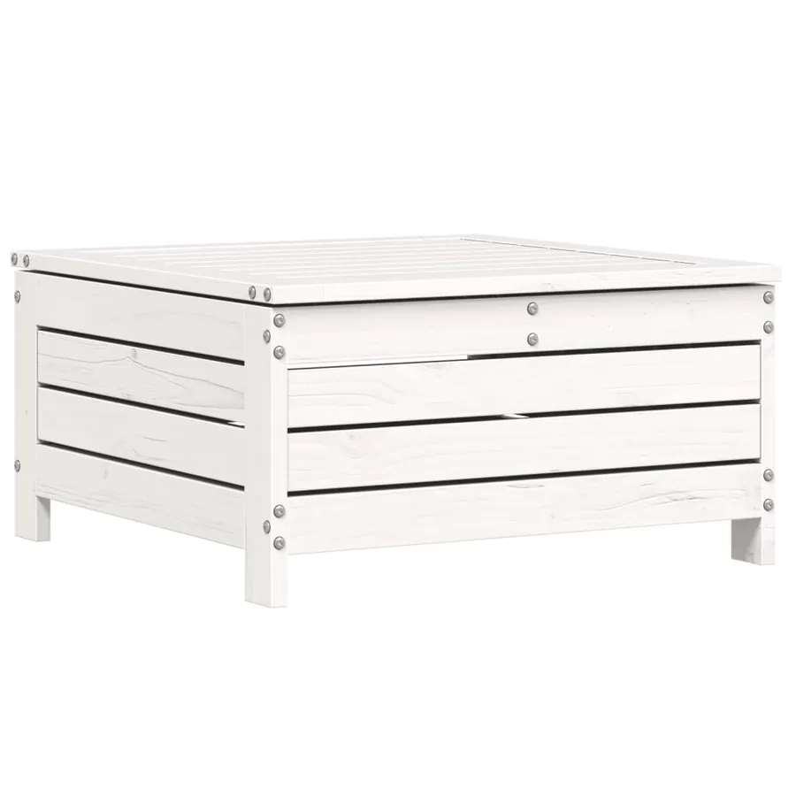 Salon de jardin 7 pcs blanc bois de pin massif - 6
