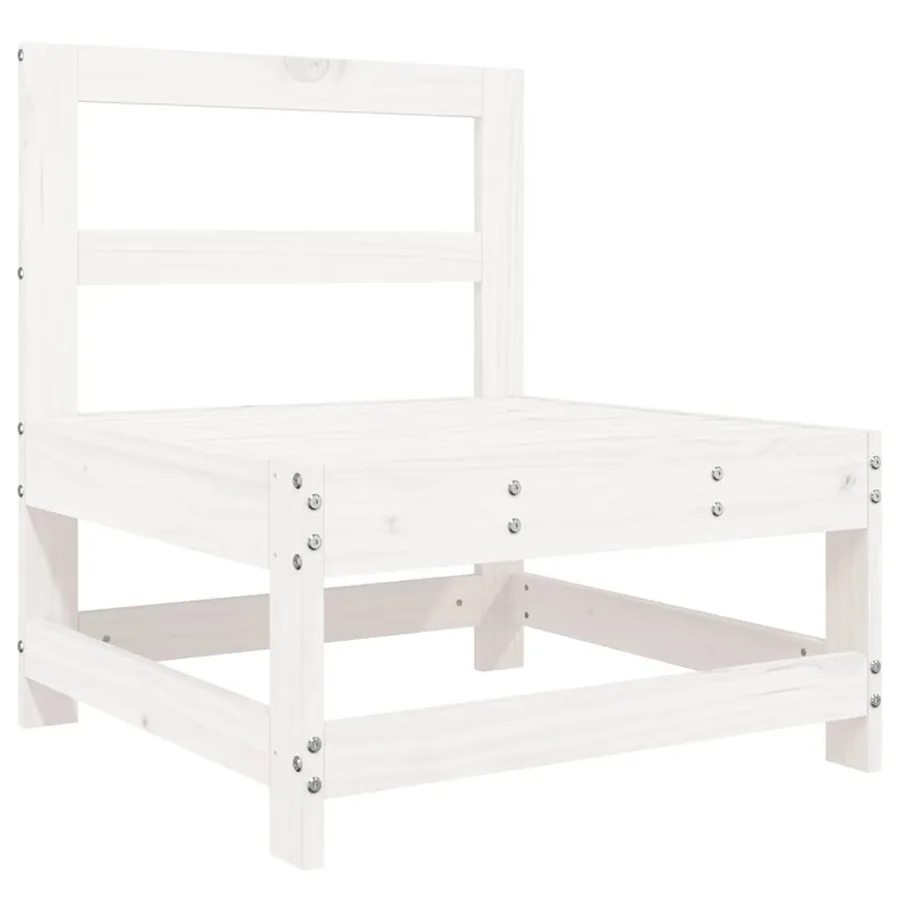 Salon de jardin 8 pcs blanc bois de pin massif - 5