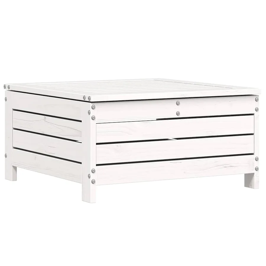 Salon de jardin 8 pcs blanc bois de pin massif - 7