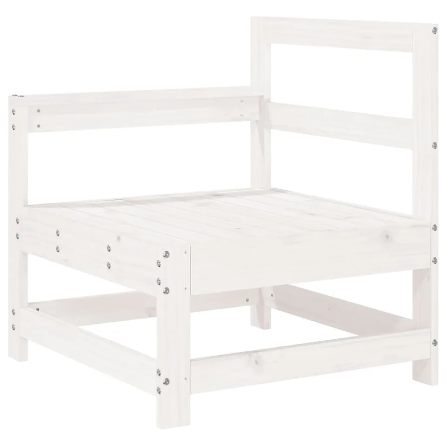 Salon de jardin 8 pcs blanc bois de pin massif - 8
