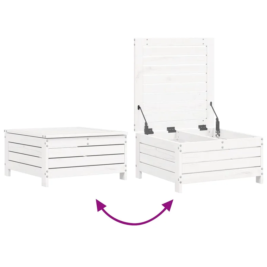 Salon de jardin 6 pcs blanc bois de pin massif - 7