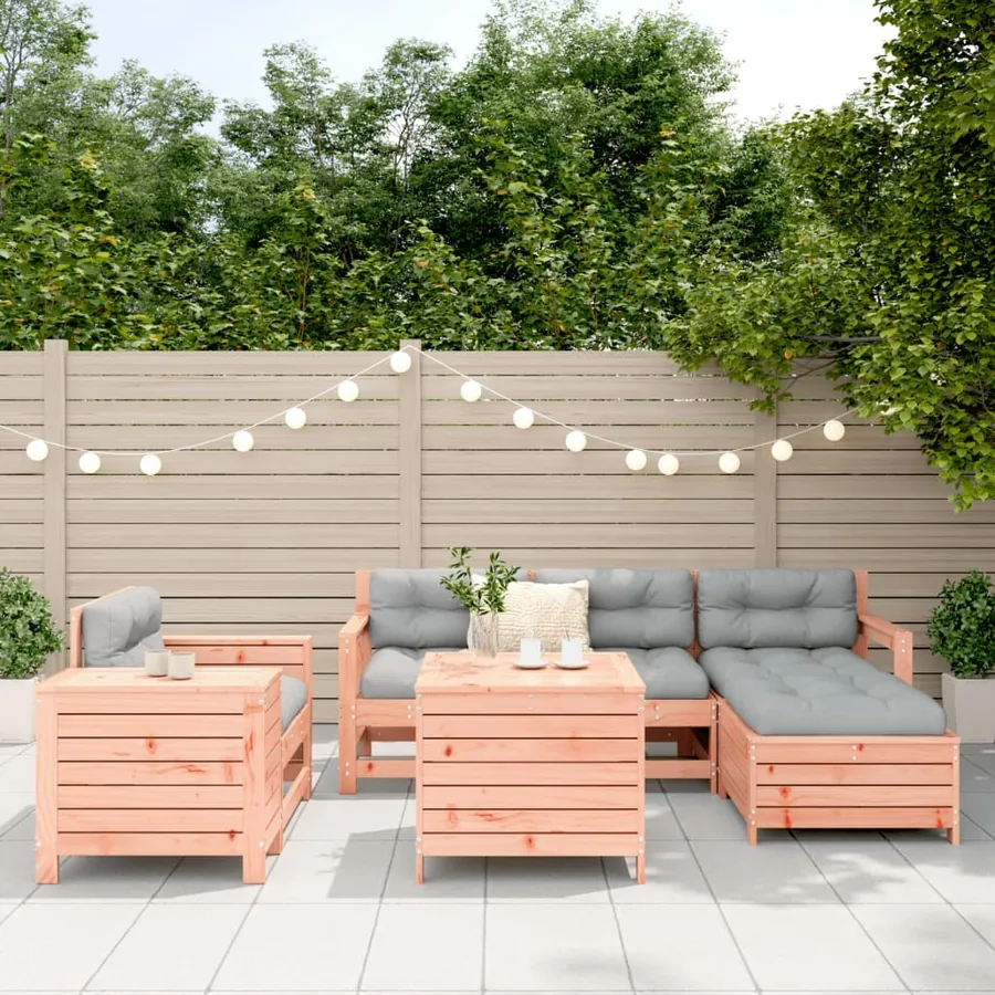 Salon de jardin 7 pcs bois massif sapin de douglas - 3