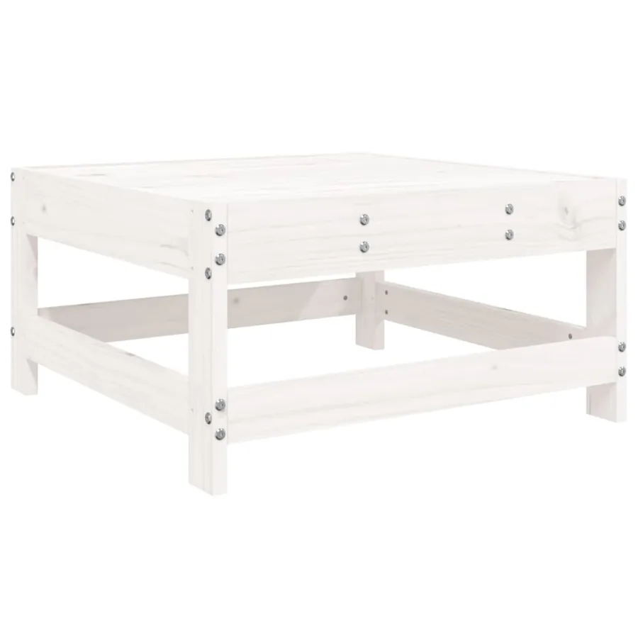 Salon de jardin 8 pcs blanc bois de pin massif - 5
