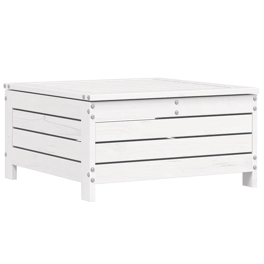 Salon de jardin 6 pcs blanc bois de pin massif - 6