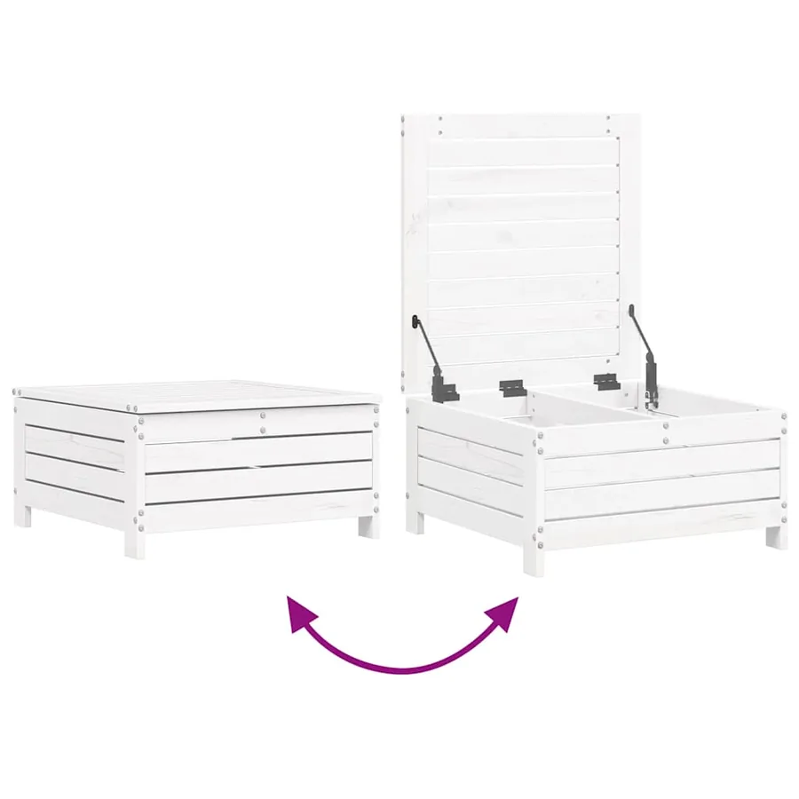 Salon de jardin 6 pcs blanc bois de pin massif - 7