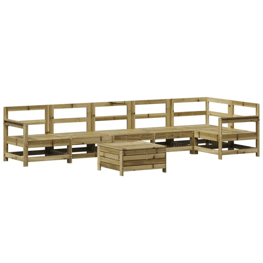 Salon de jardin 7 pcs bois de pin imprégné - 2