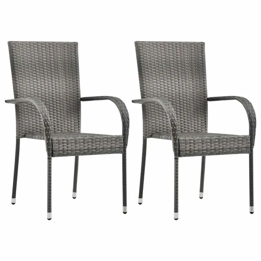 Ensemble à manger de jardin 3 pcs Résine tressée Gris - 2