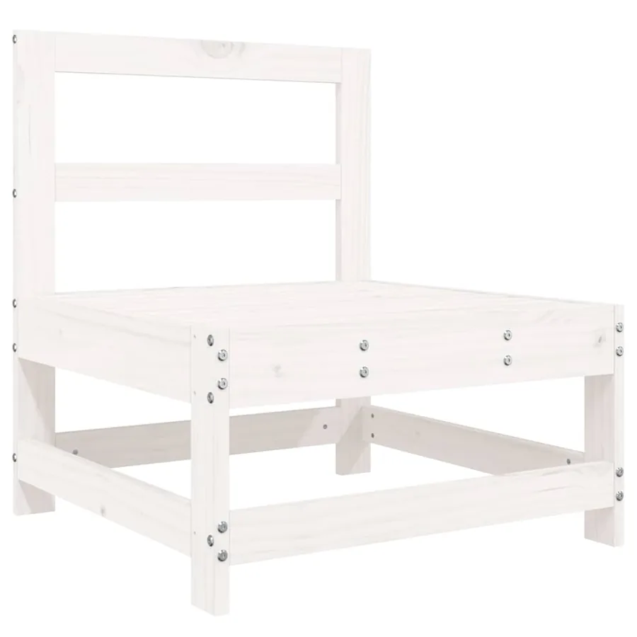 Salon de jardin 4 pcs blanc bois de pin massif - 5
