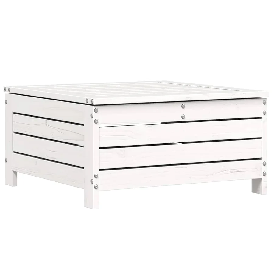 Salon de jardin 4 pcs blanc bois de pin massif - 7