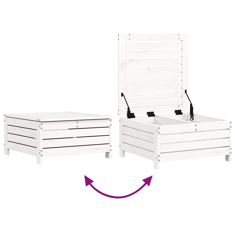 Salon de jardin 4 pcs blanc bois de pin massif - 8