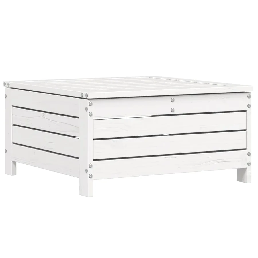 Salon de jardin 6 pcs blanc bois de pin massif - 6
