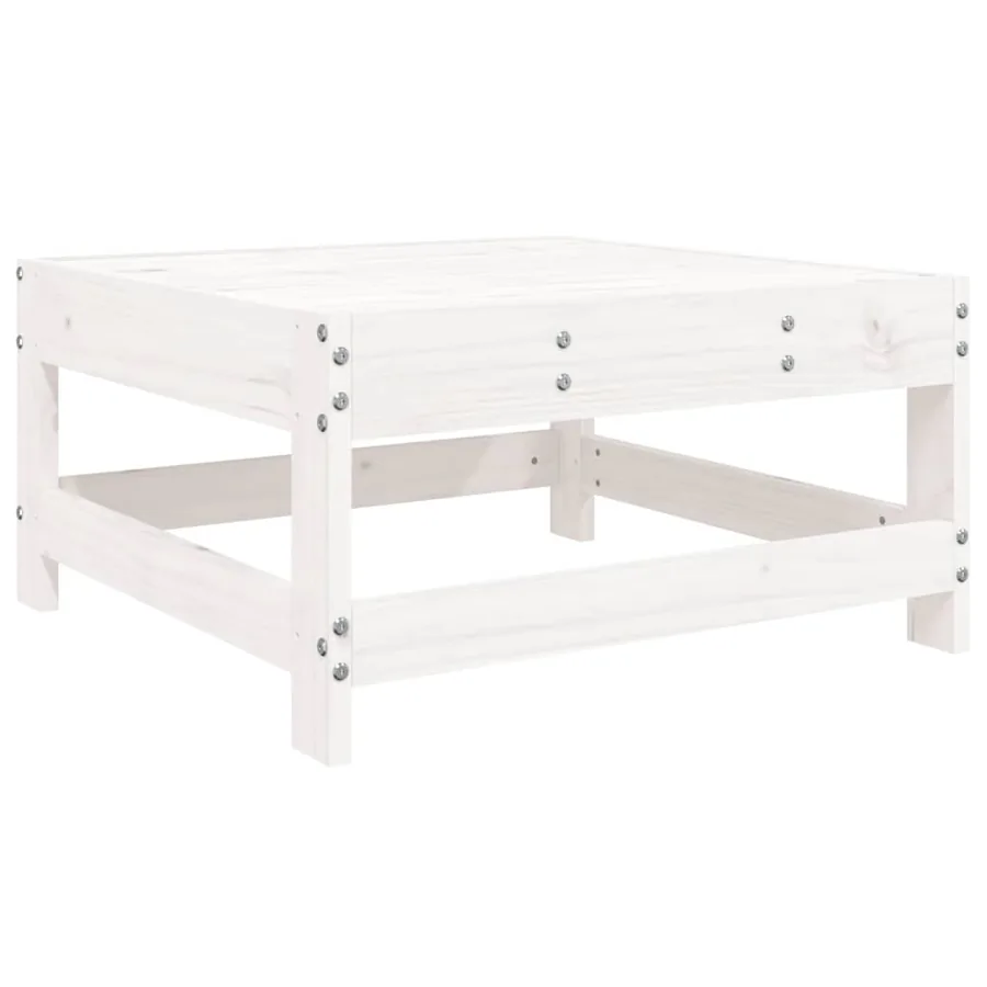 Salon de jardin 5 pcs blanc bois massif de pin - 7