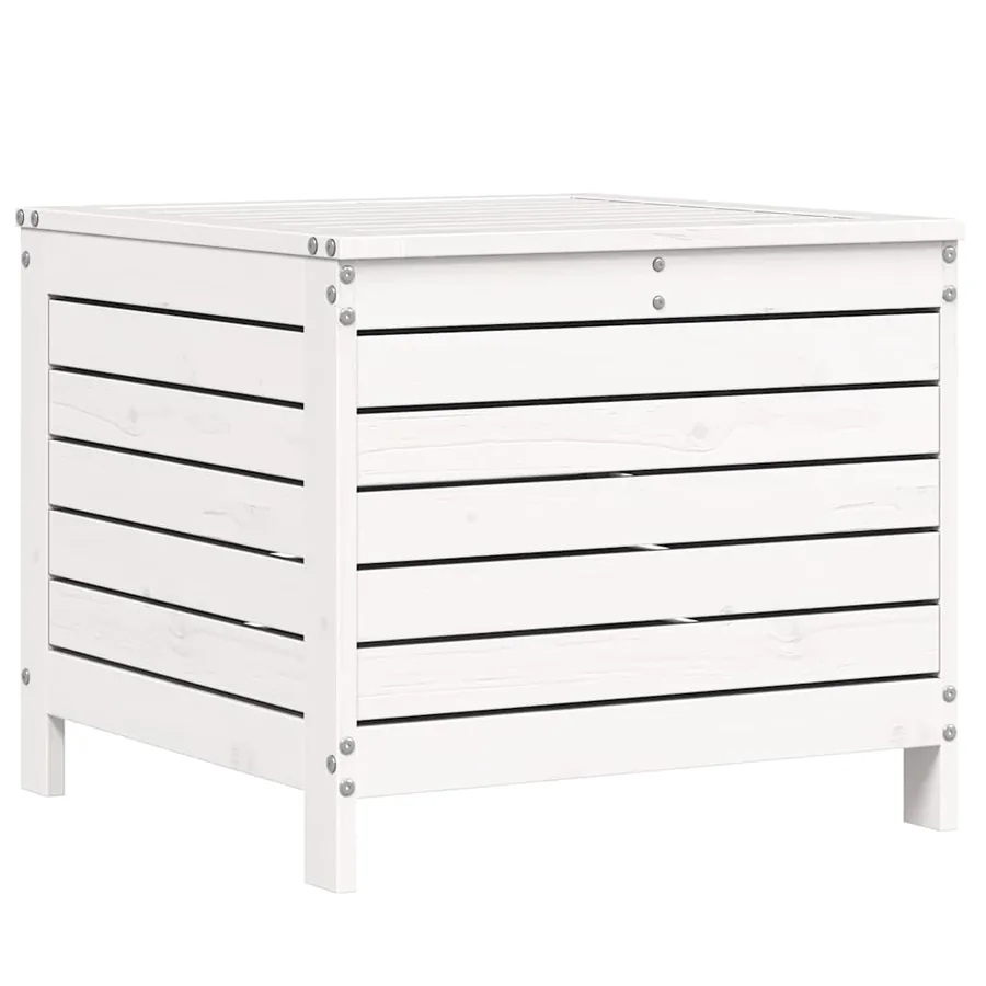 Salon de jardin 5 pcs blanc bois massif de pin - 8