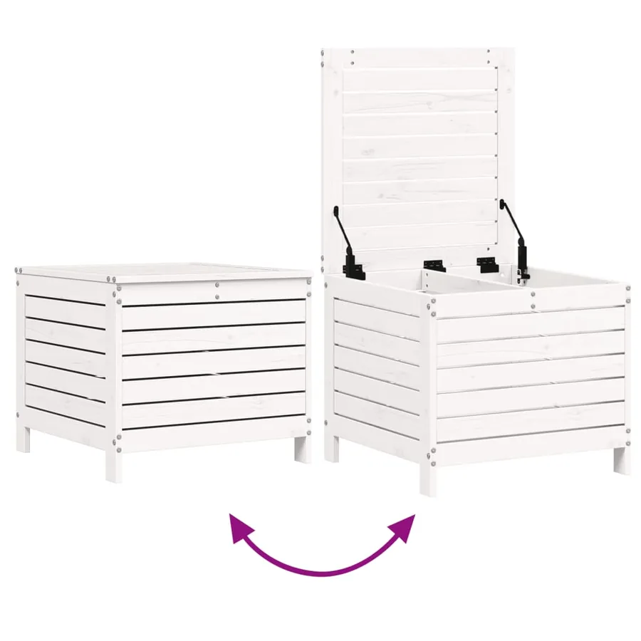 Salon de jardin 5 pcs blanc bois massif de pin - 9