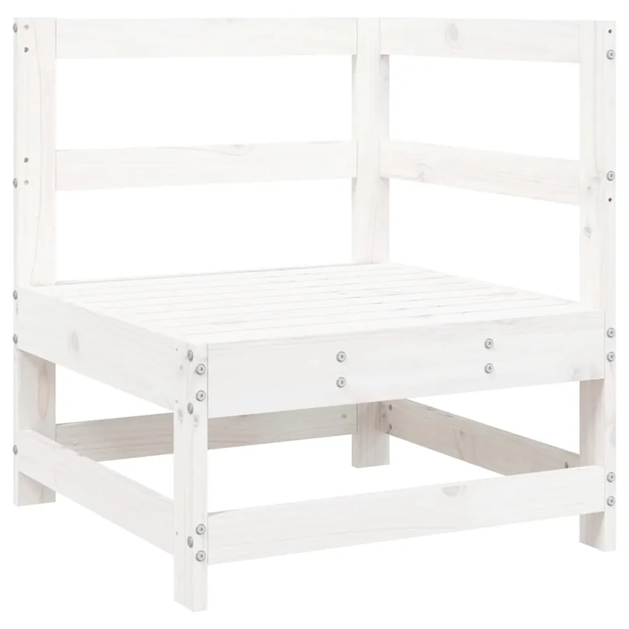Salon de jardin 3 pcs blanc bois de pin massif - 4