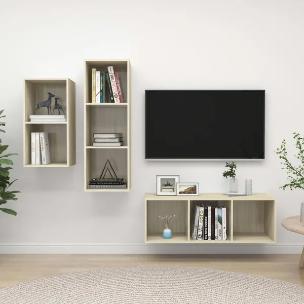 Ensemble de meubles TV 3 pcs Chêne sonoma Bois d'ingénierie
