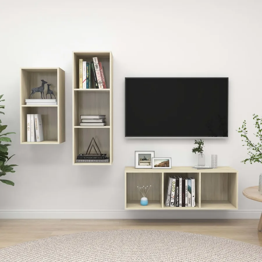 Ensemble de meubles TV 3 pcs Chêne sonoma Bois d'ingénierie