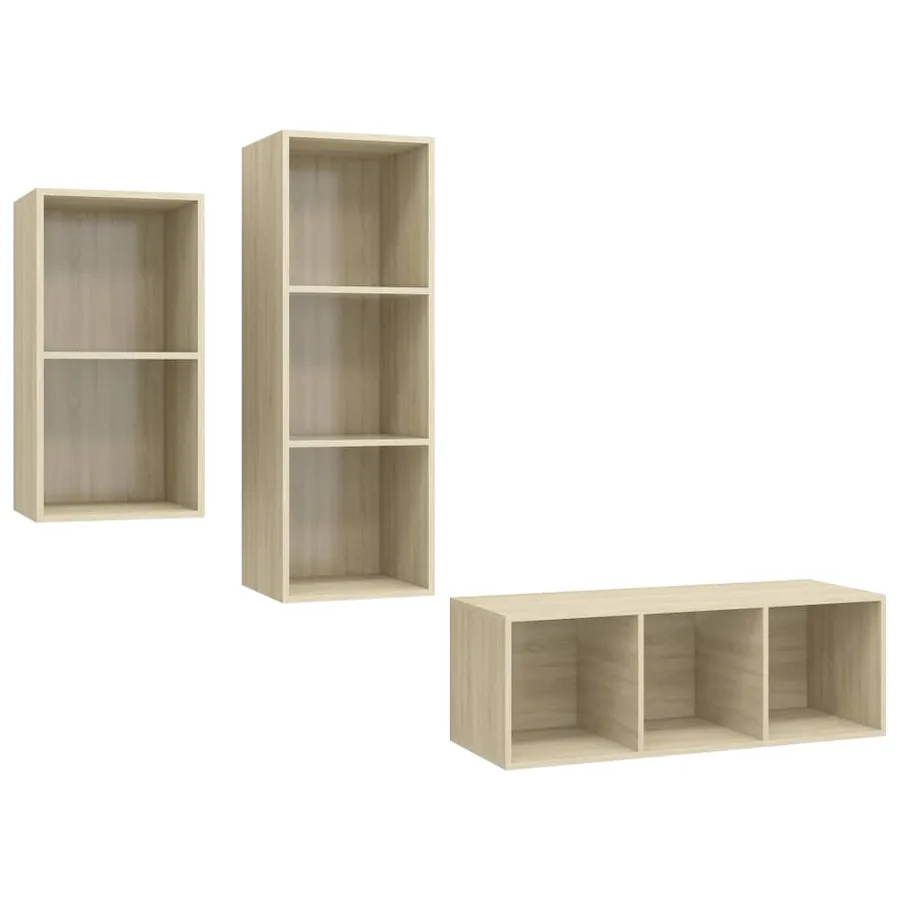Ensemble de meubles TV 3 pcs Chêne sonoma Bois d'ingénierie - 2