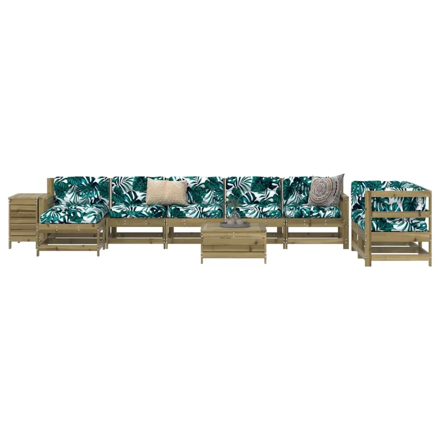 Salon de jardin 10 pcs bois de pin imprégné