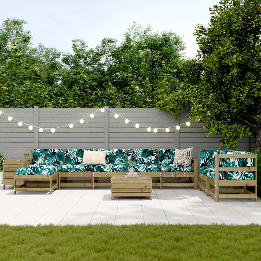 Salon de jardin 10 pcs bois de pin imprégné - 3