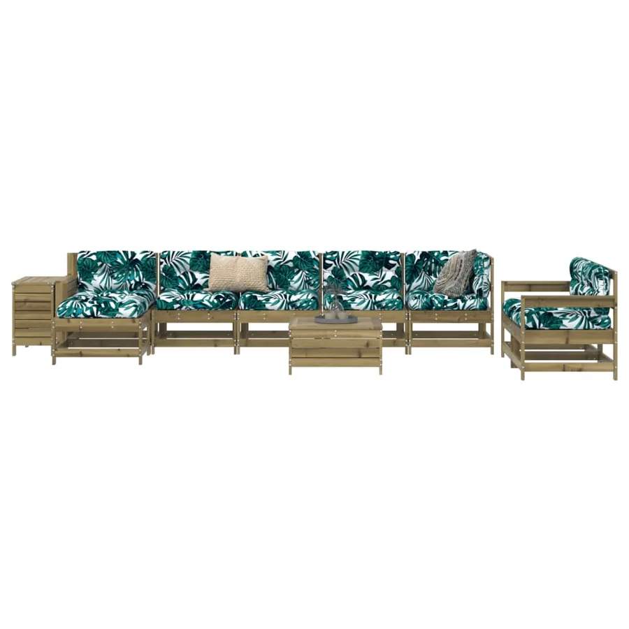Salon de jardin 10 pcs bois de pin imprégné