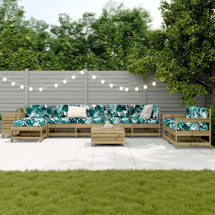 Salon de jardin 10 pcs bois de pin imprégné - 3