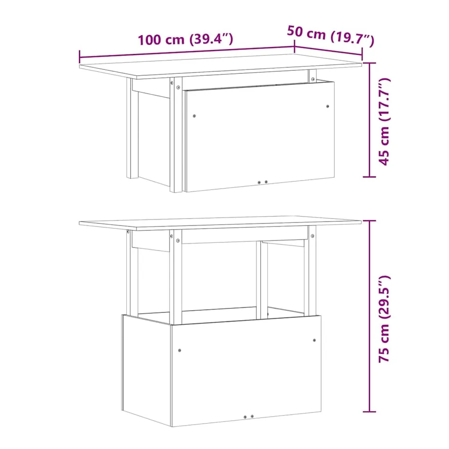 Table de jardin 100x50x75 cm bois de pin imprégné - 12