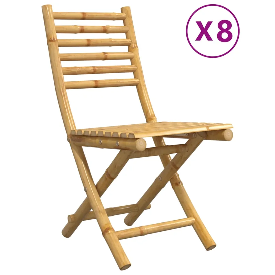 Chaises pliables de jardin lot de 8 43x54x88 cm bambou - 2