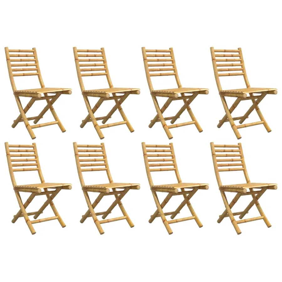Chaises pliables de jardin lot de 8 43x54x88 cm bambou - 4