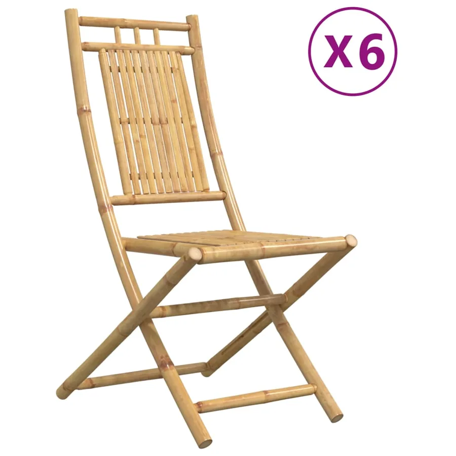 Chaises pliables de jardin lot de 6 46x66x99 cm bambou - 2