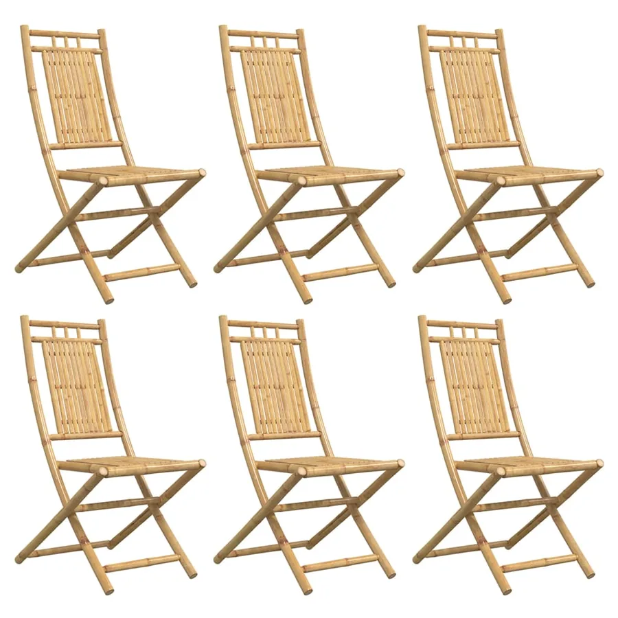 Chaises pliables de jardin lot de 6 46x66x99 cm bambou - 4