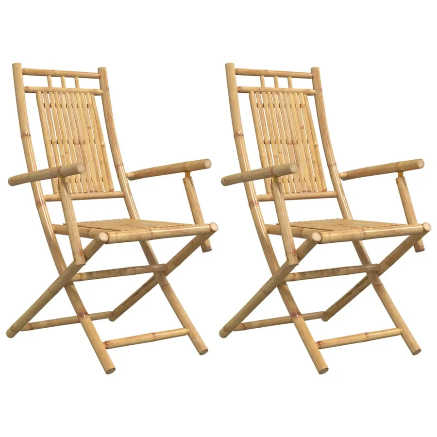 Chaises pliables de jardin lot de 2 53x66x99 cm bambou - 2