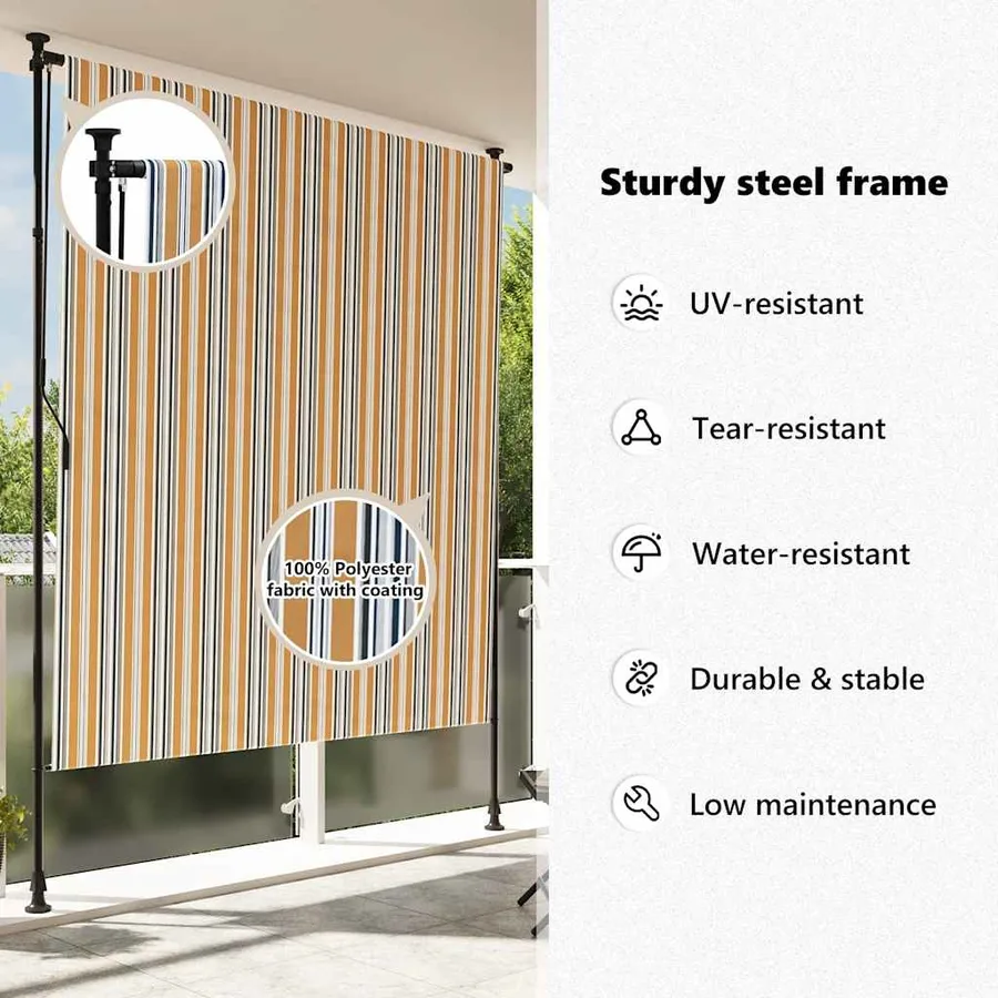 Store roulant d'extérieur jaune et blanc 200x270 cm tissu acier - 10