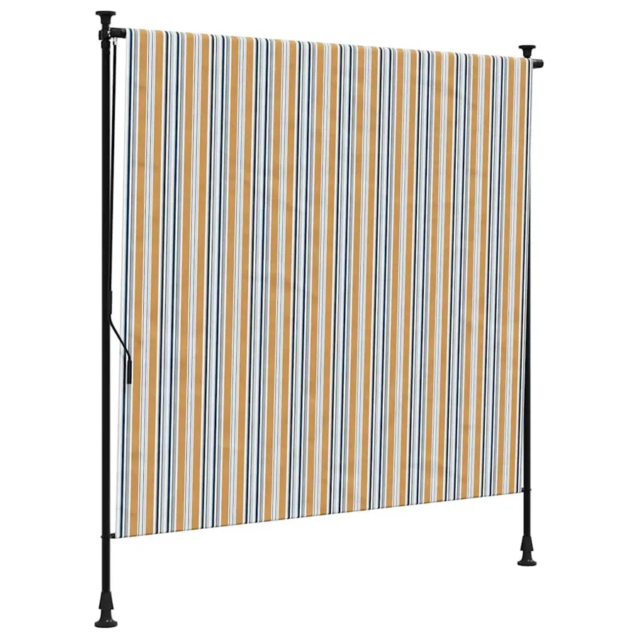 Store roulant d'extérieur jaune et blanc 200x270 cm tissu acier - 2