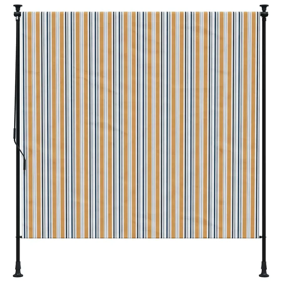 Store roulant d'extérieur jaune et blanc 200x270 cm tissu acier - 3