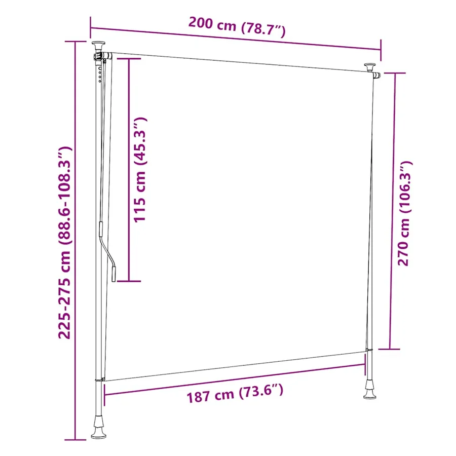 Store roulant d'extérieur jaune et blanc 200x270 cm tissu acier - 9